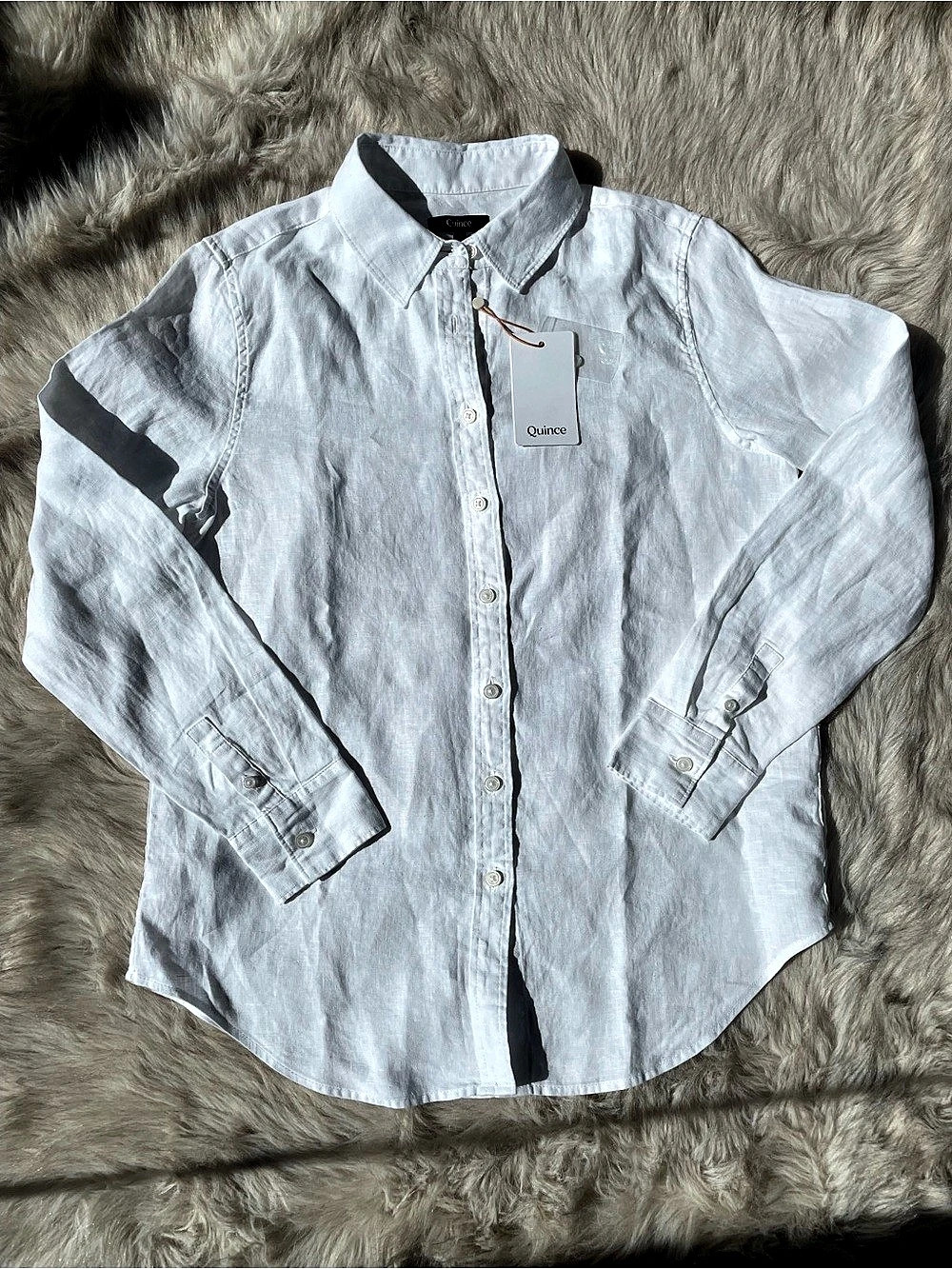 Quince 100% European Linen Long Sleeve Shirt in White